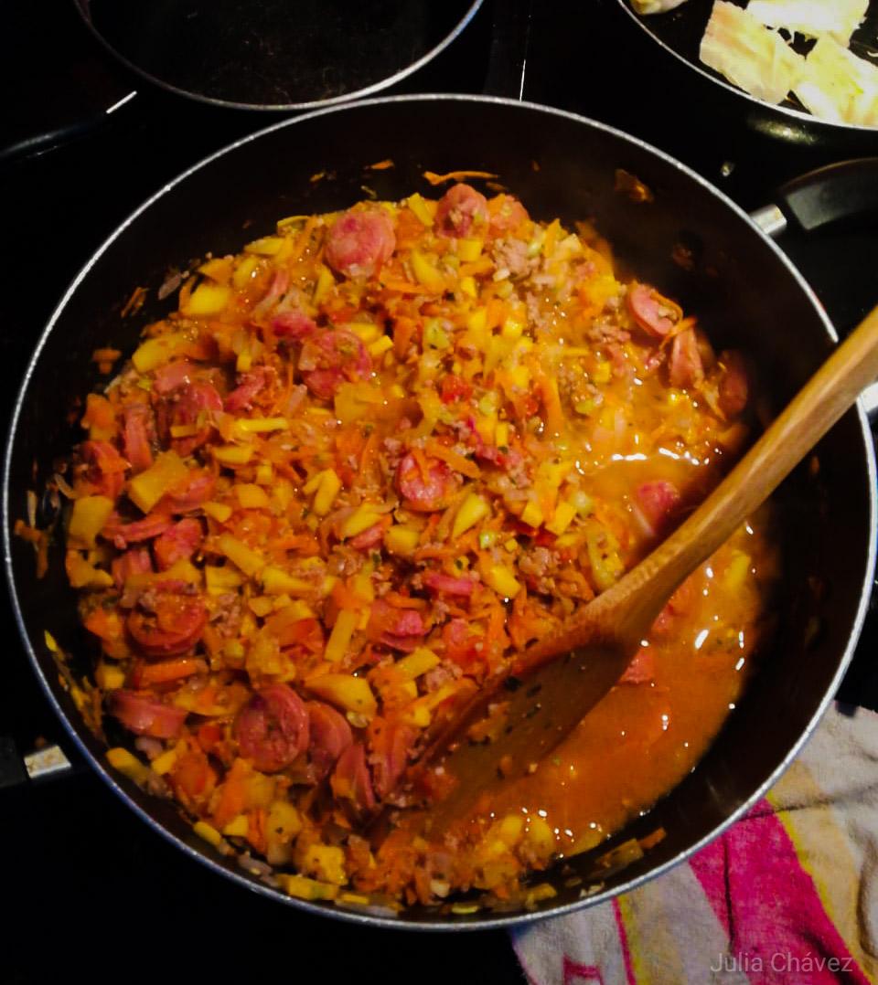 Zucchini con Chorizo y Carne&nbsp;Molida